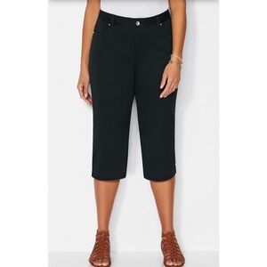 Catherines Sateen Capri Comfort‎ Waist Pants Size 26 Petite 26WP NWT